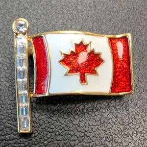 Rare Vintage Butler Rhinestone crystal Canadian Flag Brooch